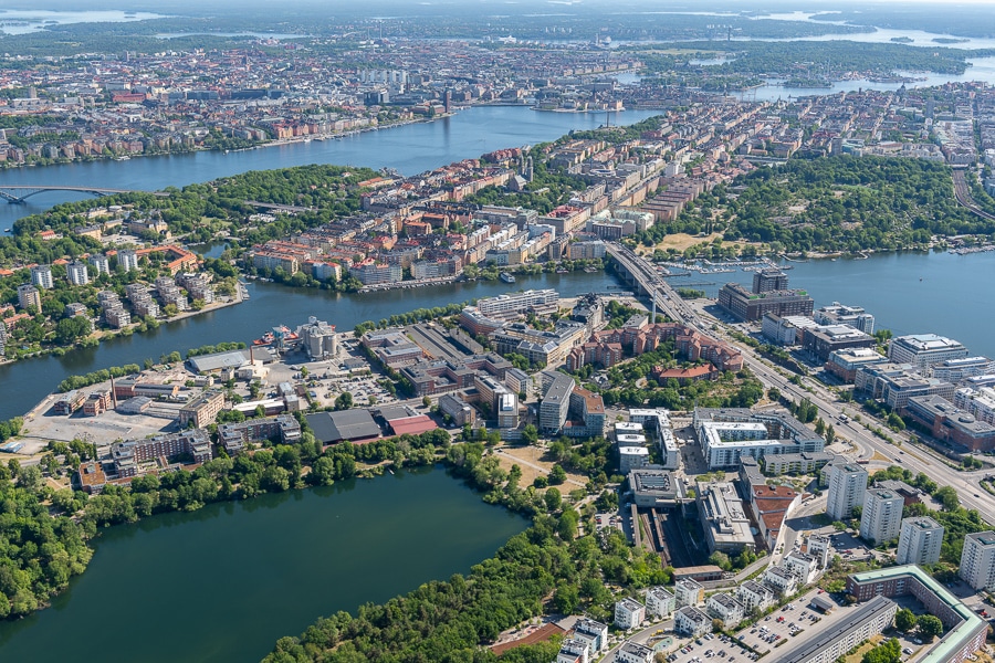 flygfoto över Liljeholmen i Stockholm